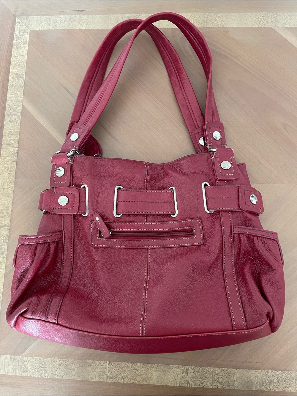 Red Leather Shoulder Bag by Wilson Leather